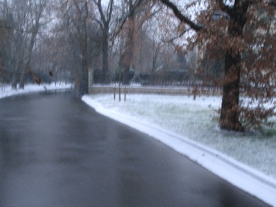 walking through the snow to work....mmm frozen pond