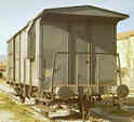 A 2axle boxcar with a triangular top