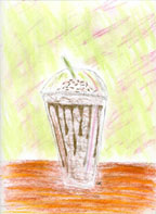 I love mochas. I really do. And the way the chocolate swirls down the side before being dissolved, pretty as a picture. :) So I made a picture.