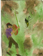 The fellow is a pixie, the hornet is normal sized