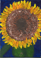 Lots of impasto (thick paint) on the seeds and petals.