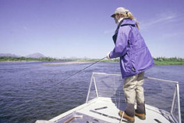Bow-fishing affords one an optimum
     view of the area and fish!