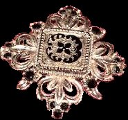 Sphinx-signed mourning-style square and jet brooch, 1.25 inches