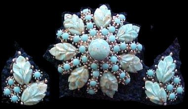 Sphinx Round brooch with matching earrings