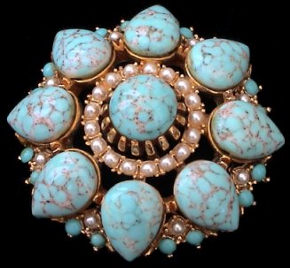 Sphinx Turquoise rouns pin