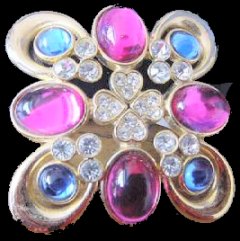 Sphinx modern cross with heart stones and fuchsia cabs