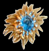 Sphinx abstract sapphire sea-anenomi / flower brooch