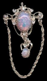 Sphinx-signed opal dangle brooch