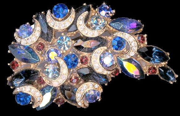 Sphinx suptuous sapphire 8 crescent large brooch