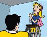Brittany practicing her lines