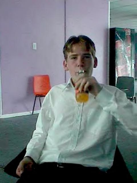 Laurence drinking!