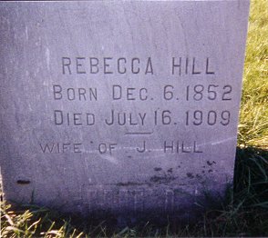 Rebecca (Hartley) Hill Gravestone - North Clayton Cemetery