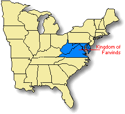 Map of Farwinds showing Virginia, West Virginia, Maryland, Delaware, andthe District of Columbia