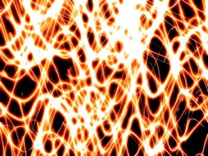 Red,white vertical light lines entangled