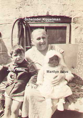 Scheindel (Ida) Himmelfarb (nee Kippelman) with Jerry and Marilyn Adus circa 1936