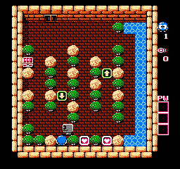 Uh oh, a Rocky has trapped Lolo! You have two options: or you wait that Rocky leaves, or you press Select and restart the level?