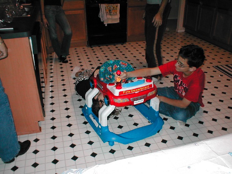 Sean putting the walker together.