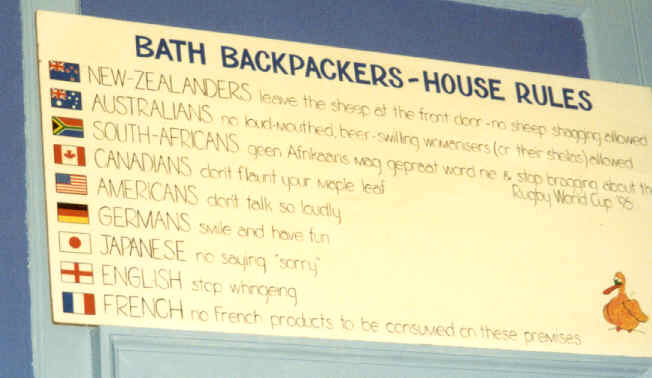 Bath Backpacker's Rules