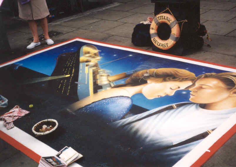 Titanic Painting on Dublin Sidewalk