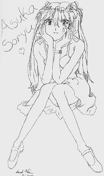 Asuka sitting, head in hands
