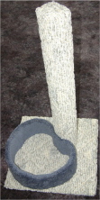 Light gray/blue flecked post with medium blue bed.