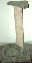 Flecked post with sage green shelf and heart bed.
