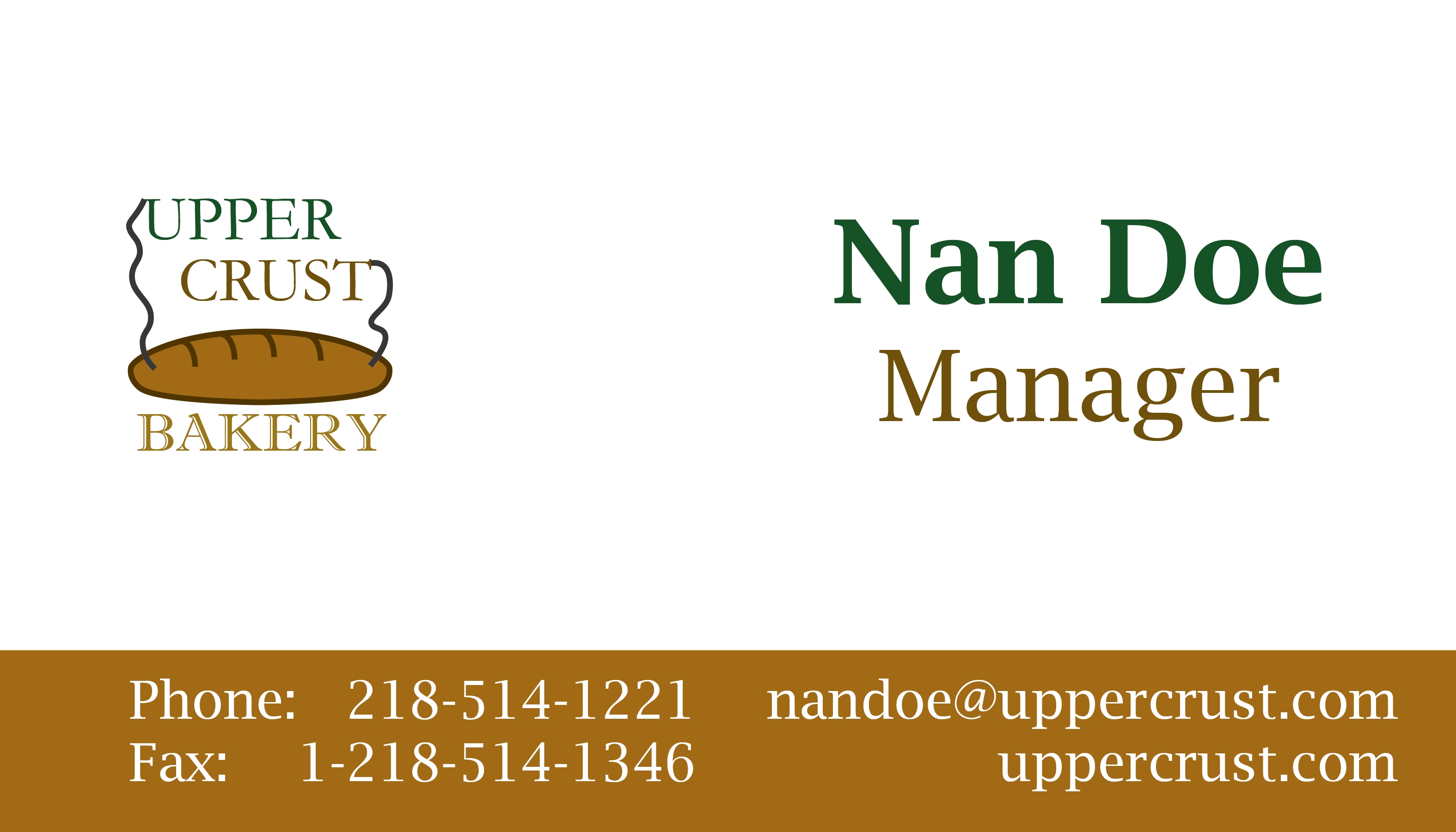 Upper Crust Bakery Business Card
