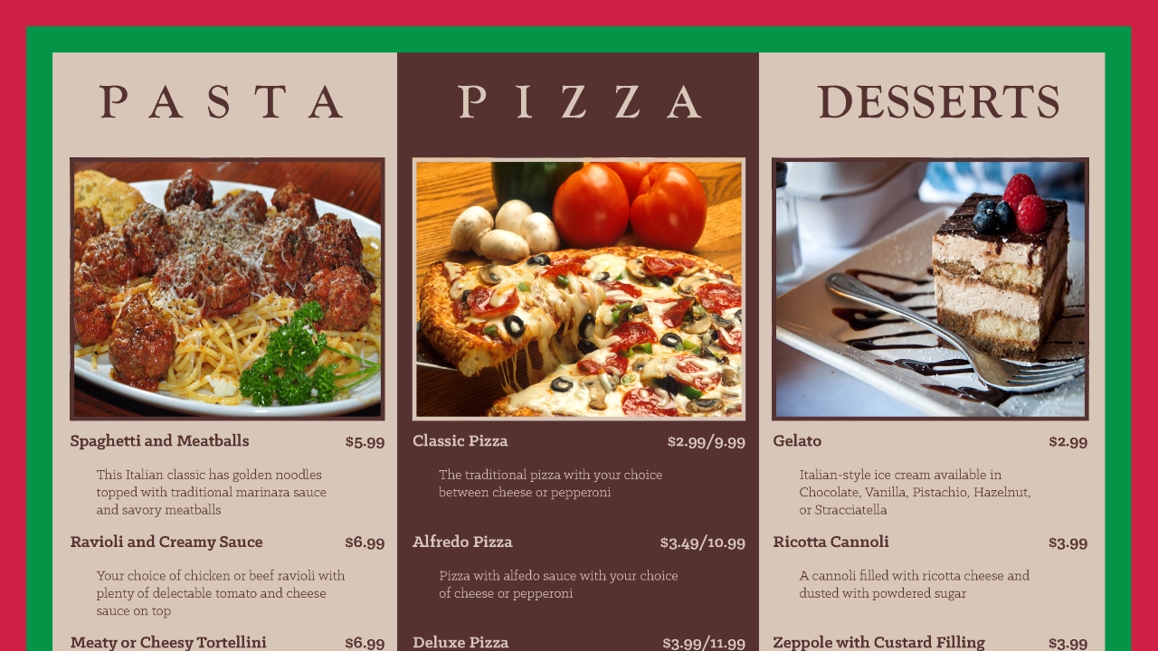 Pasta Amore Brochure 2