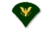 SPC, Green upside down inner portion of 1 Chevron and 1 Rocker with gold eagle in middle.