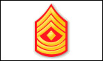 1SGT, 3 Chevrons and 3 Rockers with a red background and a diamond in middle.