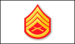 SSGT, 3 Chevrons and 1 rocker with a red background and 2 rifles crossed in middle.