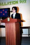 Our cute and adorable new president giving out her speech...~!