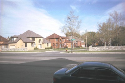 Residential area across from stores