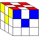 A red, yellow, and blue edge piece goes between the red, yellow, and blue faces.