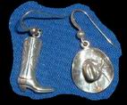 Cowboy boot and hat earrings.