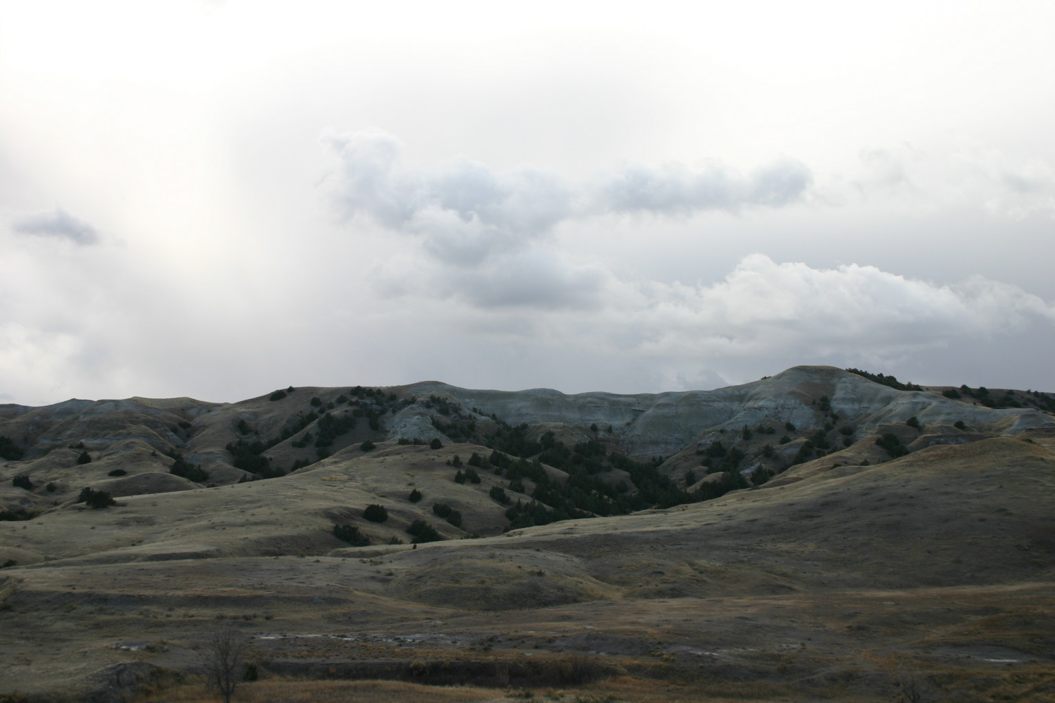 Taken near the southern edge of the Badlands, this photo shows some of the basic erosion that takes places to create the Badlands.