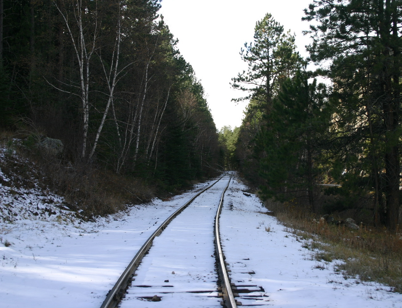 This photo taken between Hill City, SD and Keystone, SD shows a portion of the historic tracks which are now used for the 1880 Train.
