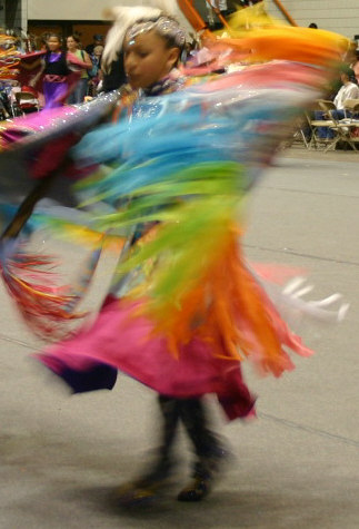 The flying fringes on the shawl of this Native American woman gave me a sense of how fast she was really dancing.