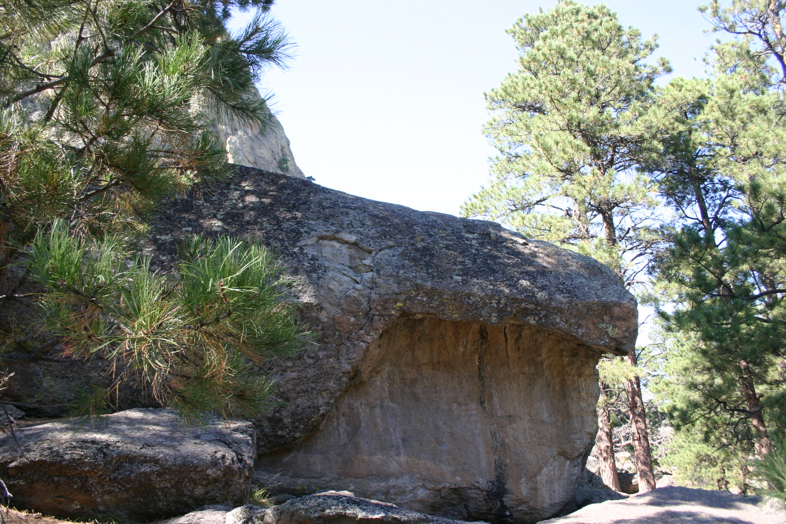This rock formation is at the bottom of Devil's Tower.&nbsp; It hangs over part of the path that goes around the tower.