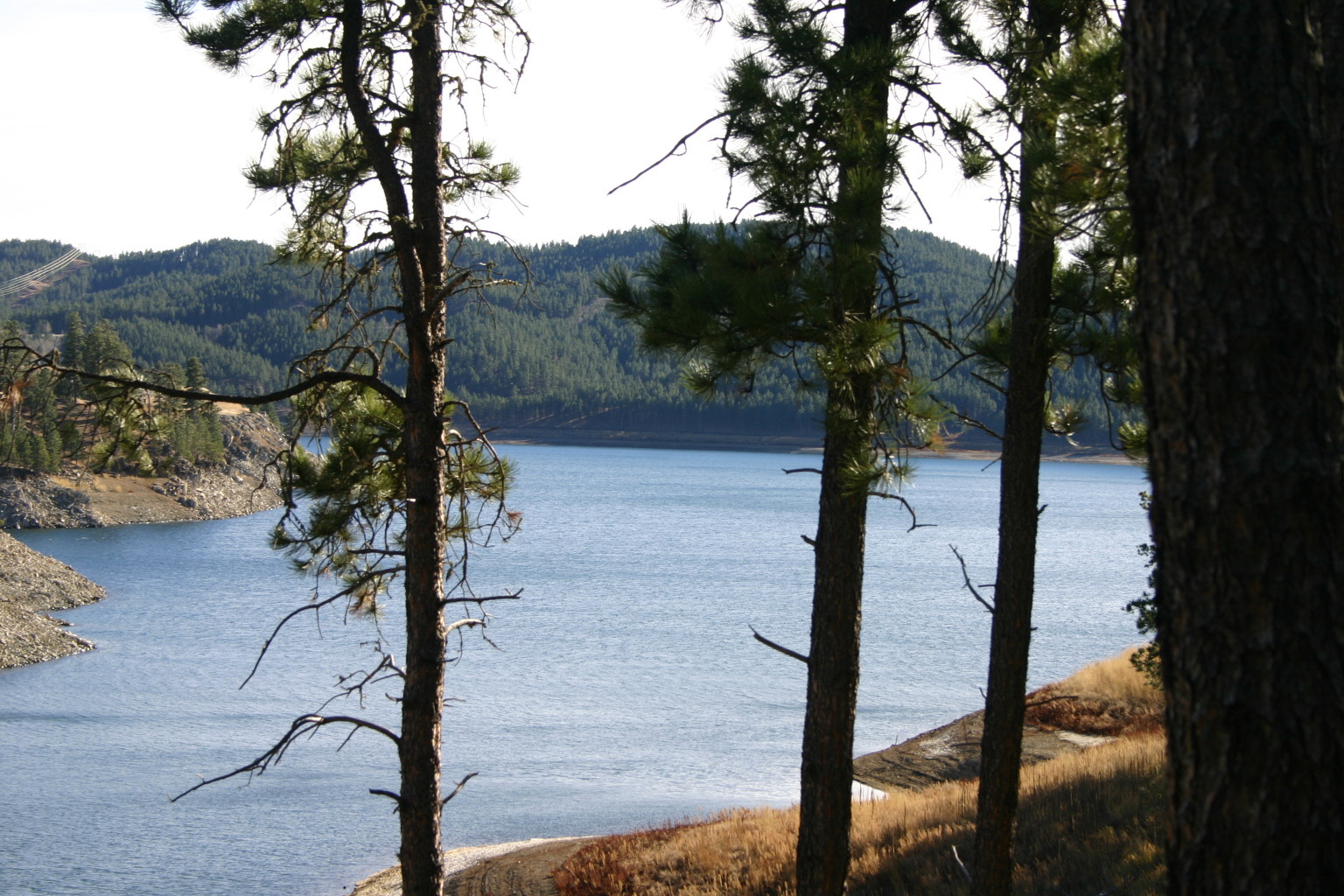 Pactola Lake reached near record low water levels in 2005.&nbsp; This shows how low it still was in the fall of 2005.