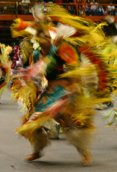 This Fancy Dancer, photographed at the annual He Sapa Wacipi Pow Wow in Rapid City, SD, danced so fast he became one large blur.