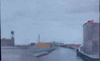 Oil Painting "River at Chicago & Halsted Streets"
