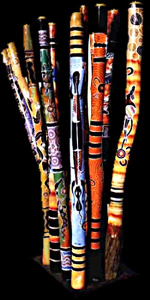 Dijeridus - hand painted by Aboriginal Artists.