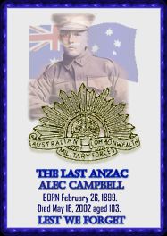 In loving memory of Alec Campbell - Lest We Forget
