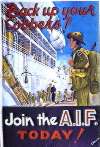 Old AIF recruiting poster - Back up your cobbers! Join the AIF Today