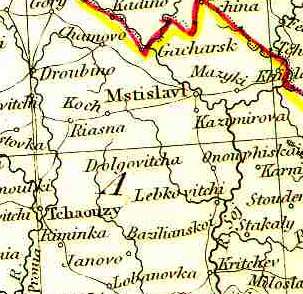 Mapa okolic Mscislawia