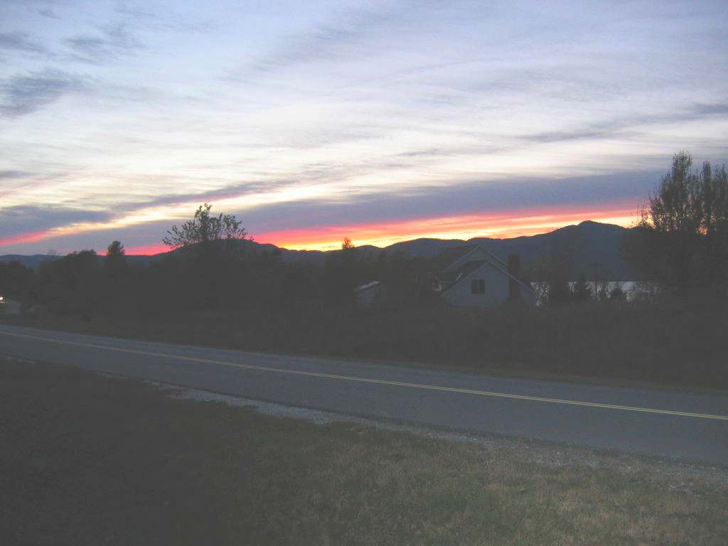 View of sunset over the Adirondacks