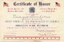 VFW - Brockton, Mass. Certificate of Honor