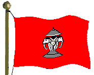 The Royal Lao Flag preceding the L.P.D.R.