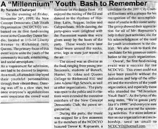 Millennium Youth Bash Article